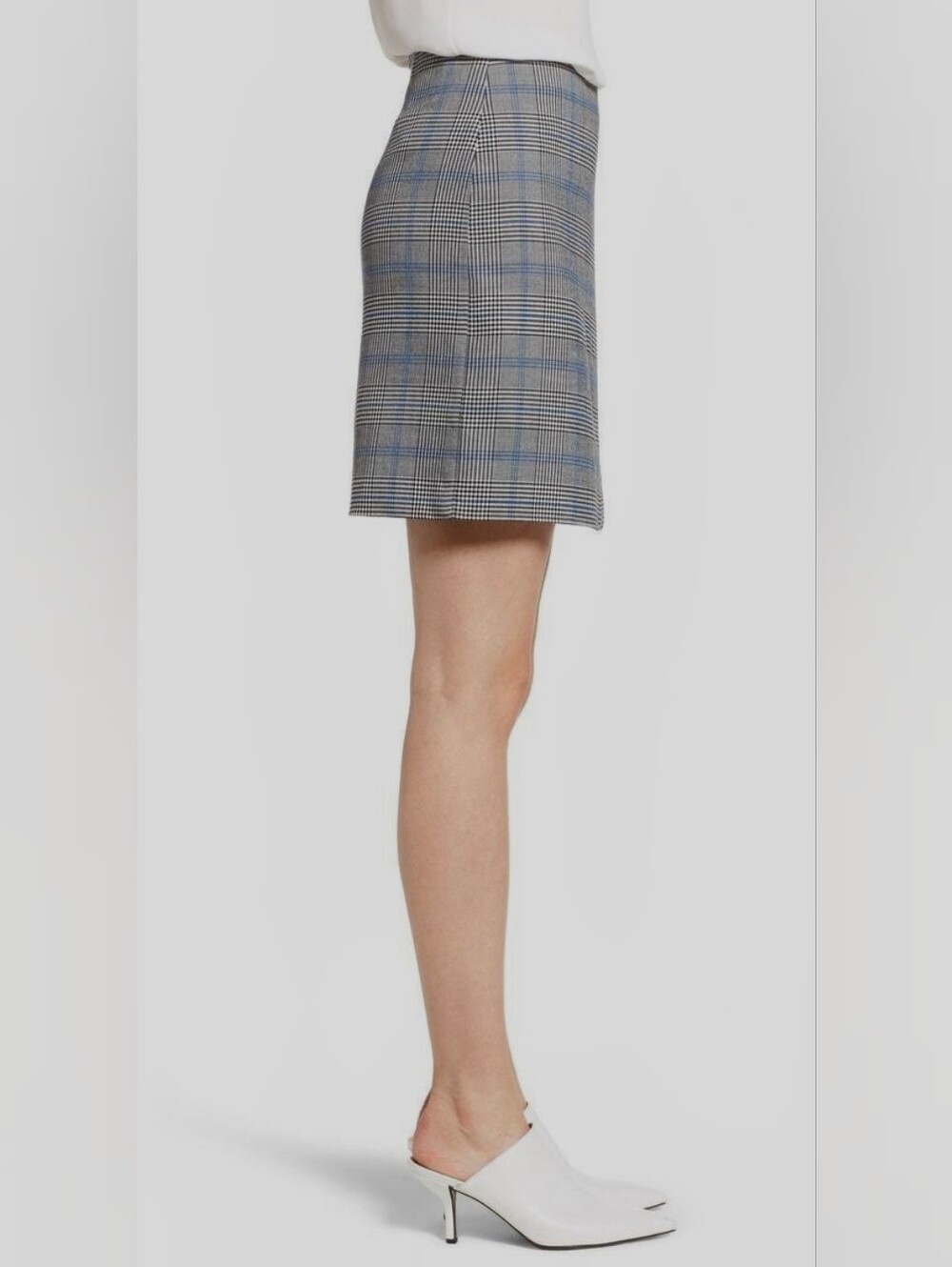 Express Gray Plaid Mini Skirt with Blue Windowpane New With Tag